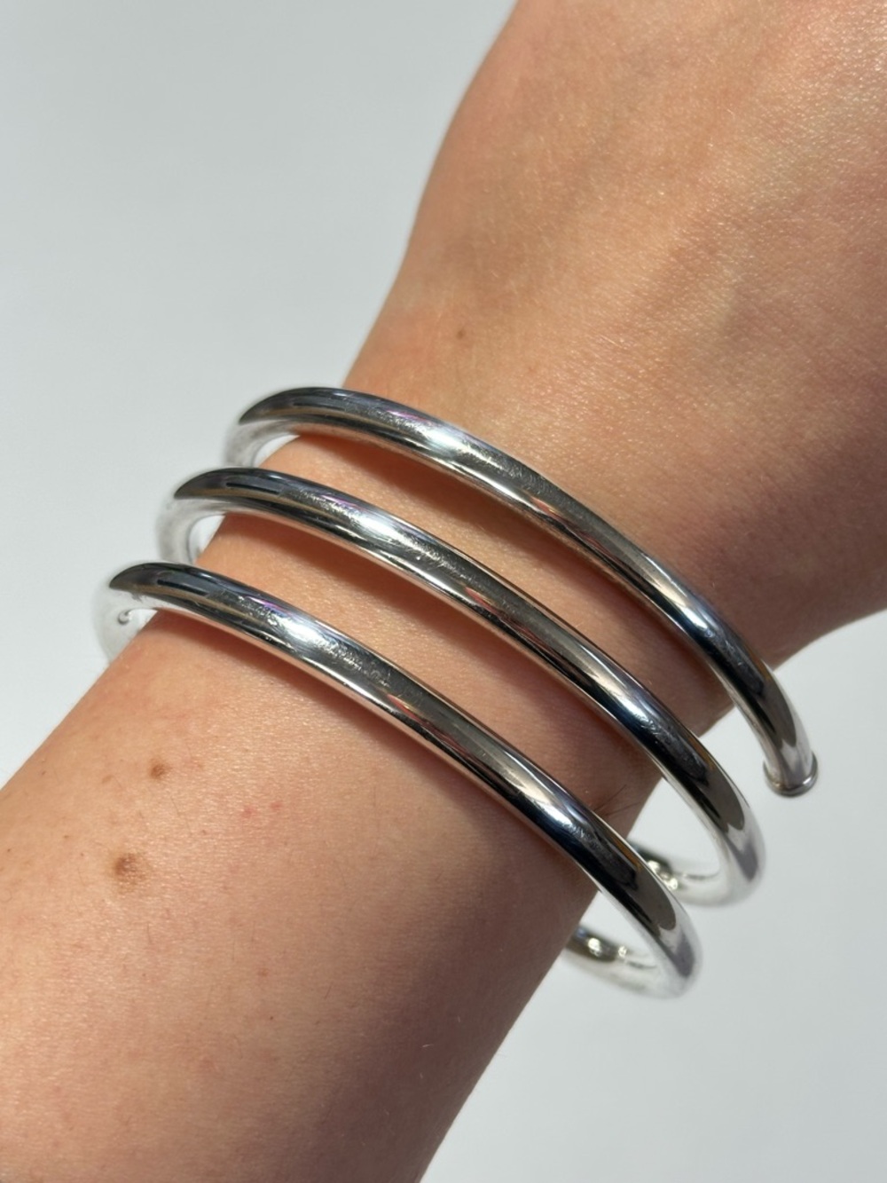 Sterling 925 Thailand Coil Wrap Spiral Bracelet Bangle Cuff Modernist 22g
